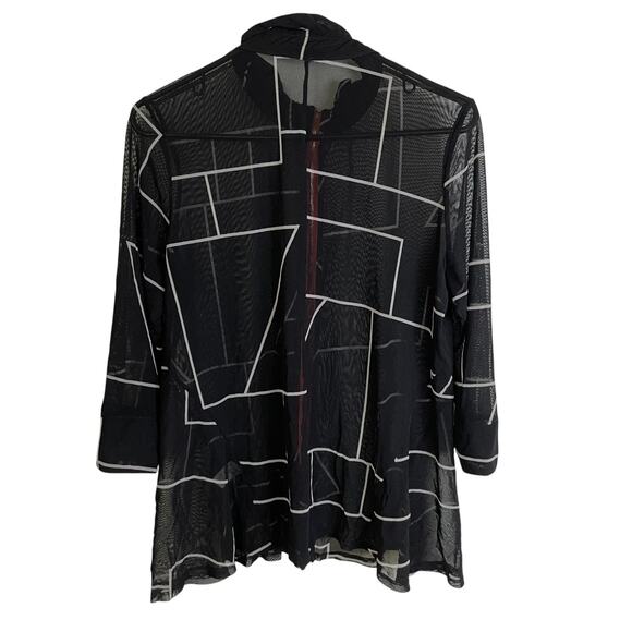 IC by Connie K Jacket Womens Medium Black Mesh Top Full Zip Wire Collar Sheer - Picture 2 of 10